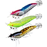 Eovymovy Noctilucentes Pesca Camarones Señuelo-3pcs 12cm Pesca Calamar Camarones Señuelo Cebo-Cebos de Calamar para…